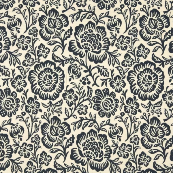 Charlotte Fabrics 6407 Navy Floral upholstery fabric swatch for sample-first furniture planning
