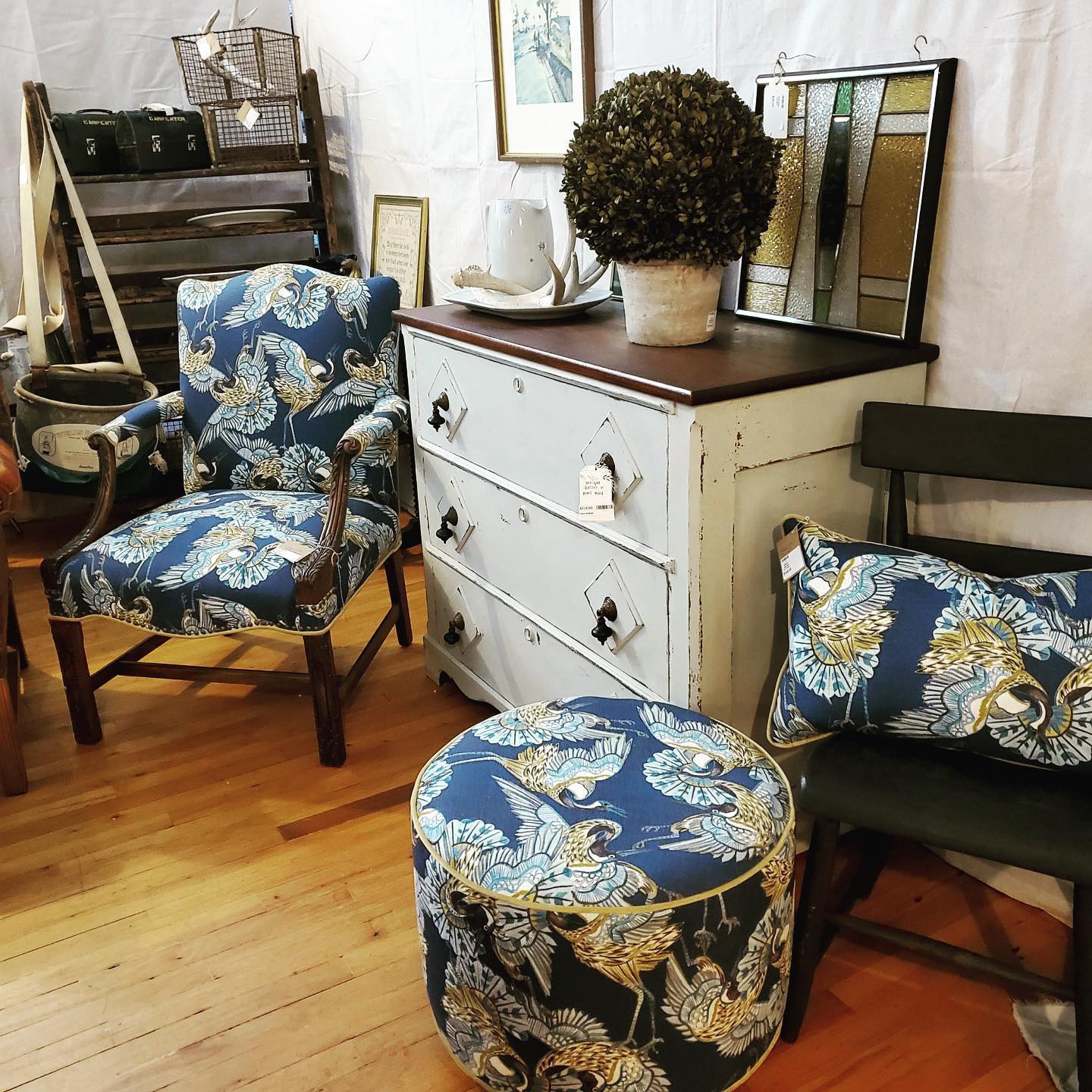 Blue upholstery fabric