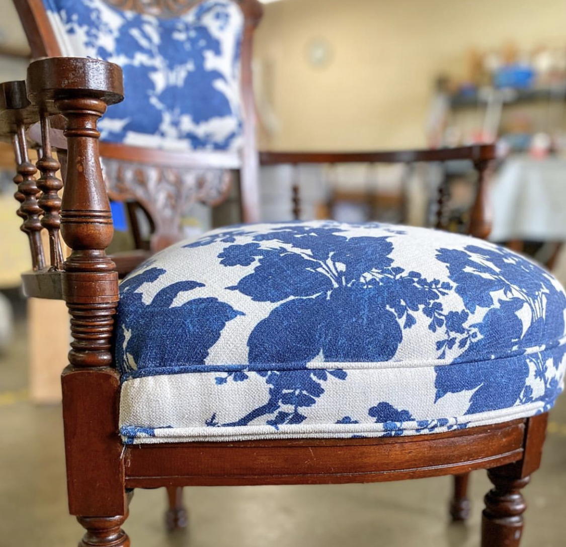 Blue upholstery fabric