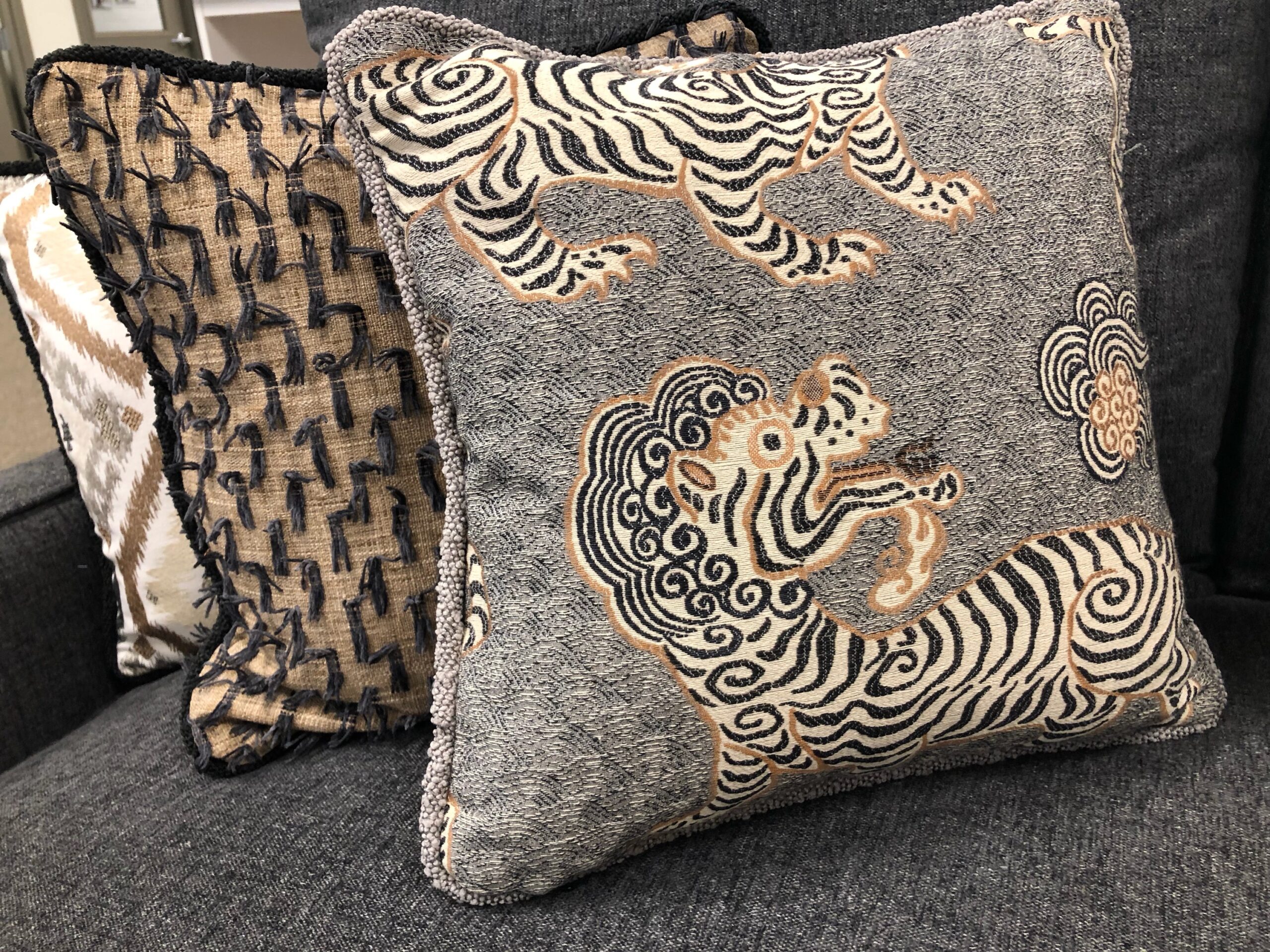 Gray upholstery fabric