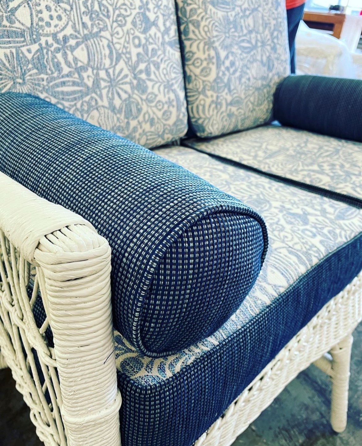 Blue upholstery fabric