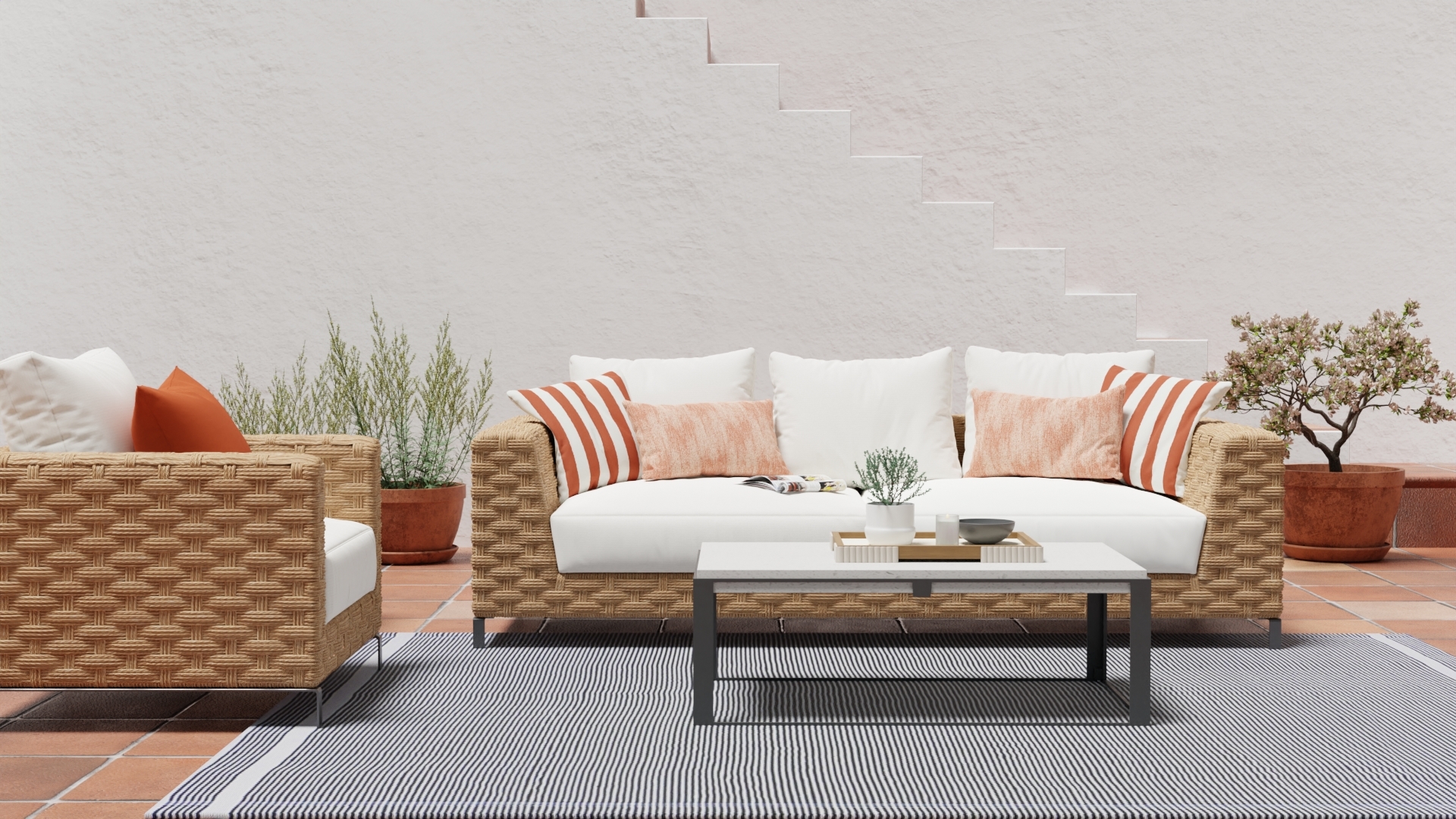 Orange upholstery fabric