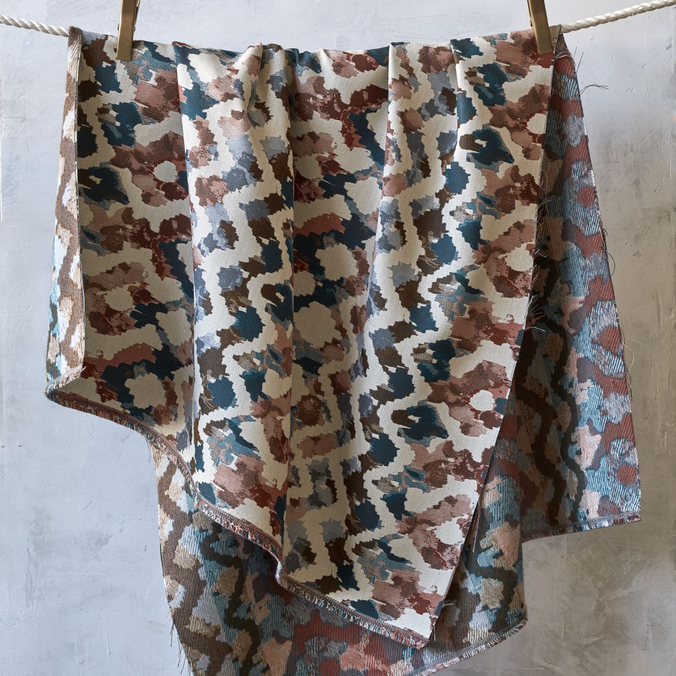 blue upholstery fabric swatch