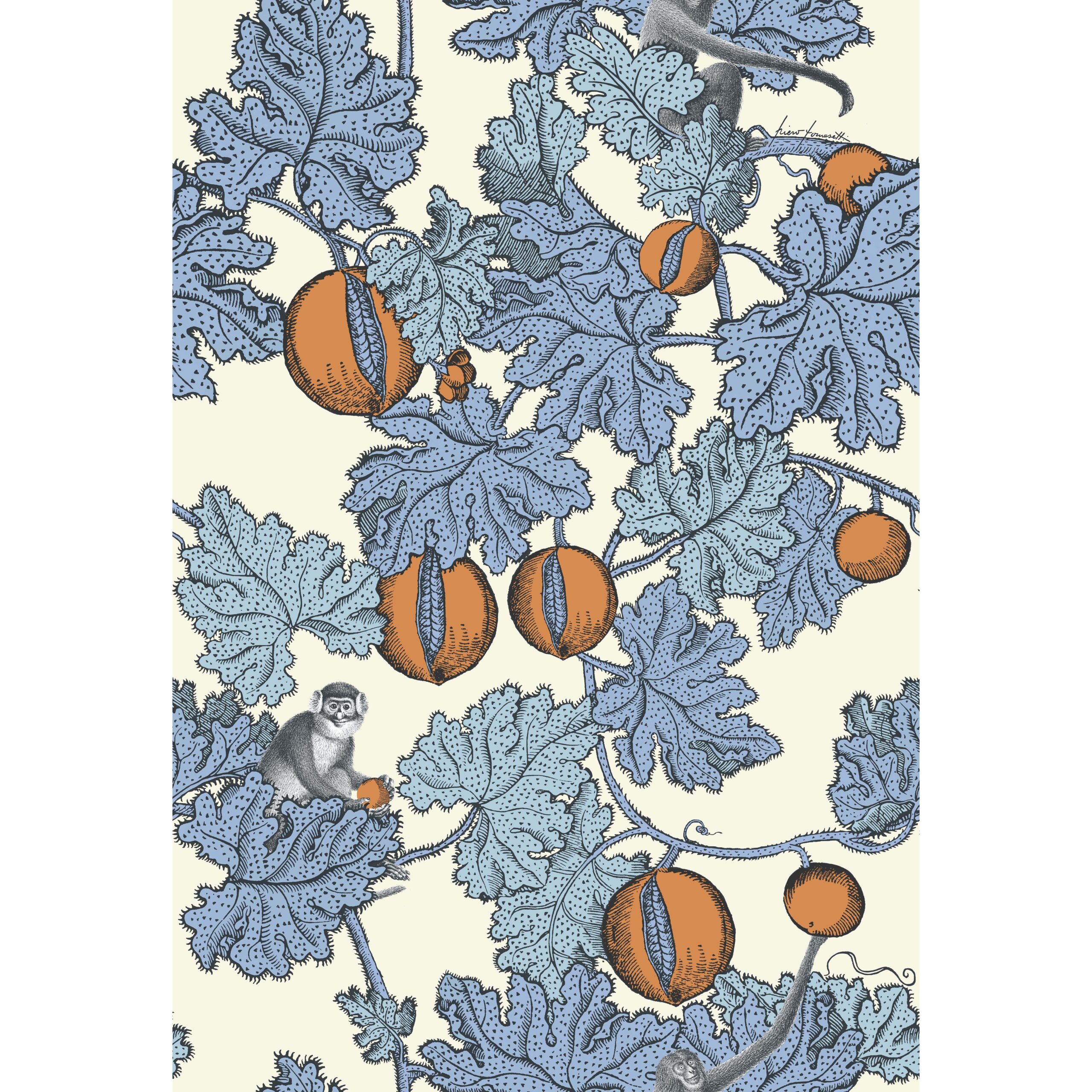 COLE & SON FORNASETTI FRUTTO PROIBITO HYACINTH & ORANGE WALLPAPER