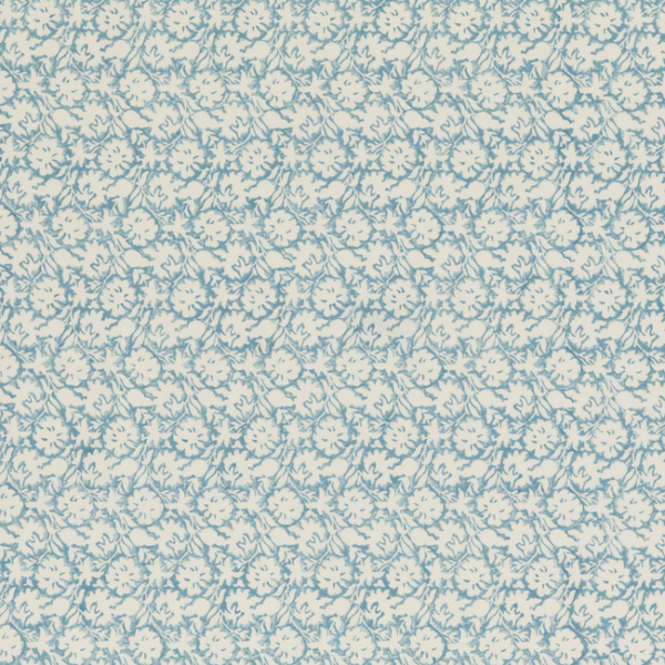 BAKER LIFESTYLE BLOCK PARTY FLOWER PRESS - SOFT BLUE upholstery fabric swatch for sample-first furniture planning