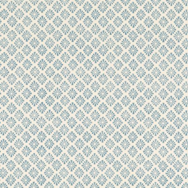 BAKER LIFESTYLE FIESTA SUNBURST - DENIM upholstery fabric swatch for sample-first furniture planning