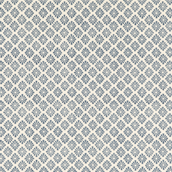 BAKER LIFESTYLE FIESTA SUNBURST - INDIGO upholstery fabric swatch for sample-first furniture planning