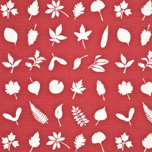BAKER LIFESTYLE OPERA GARDEN TUMBLING LEAVES - RED upholstery fabric swatch for sample-first furniture planning