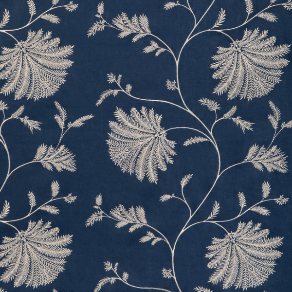 BRUNSCHWIG & FILS ANDUZE EMBROIDERIES MAELLE EMB - NAVY upholstery fabric swatch for sample-first furniture planning