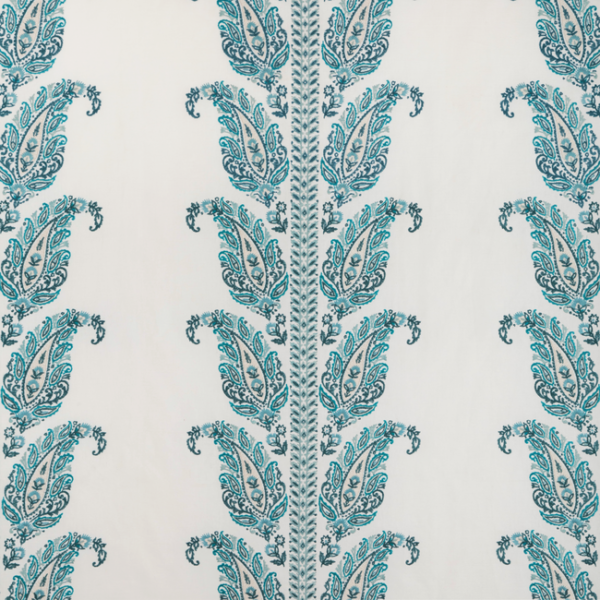 BRUNSCHWIG & FILS ANDUZE EMBROIDERIES YARA PAISLEY EMB - LAGOON upholstery fabric swatch for sample-first furniture planning