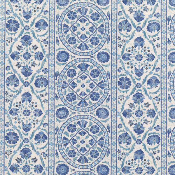 BRUNSCHWIG & FILS BARET BOKHARA SUSANI - PORCELAIN upholstery fabric swatch for sample-first furniture planning