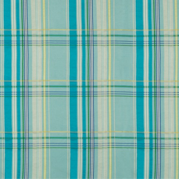 BRUNSCHWIG & FILS BARET LA COMELLE PLAID - AQUA upholstery fabric swatch for sample-first furniture planning