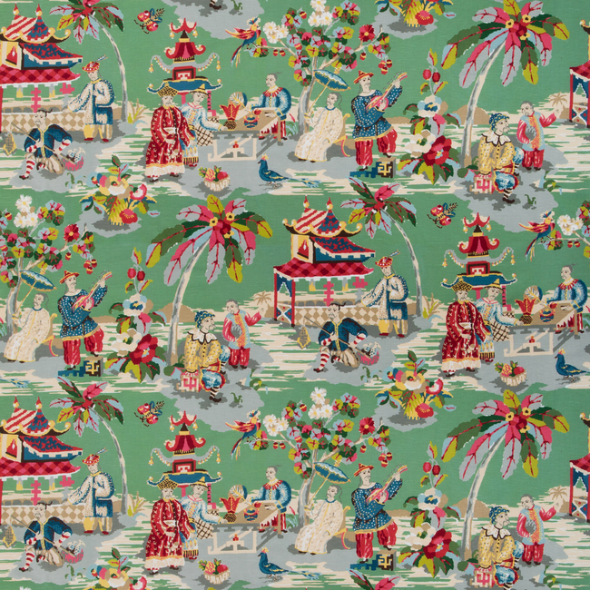 BRUNSCHWIG & FILS BARET XIAN LINEN & COTTON PRINT - JADE BR-79601.133.0