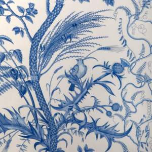 Bird And Thistle Cotton Print - Blue upholstery fabric swatch
