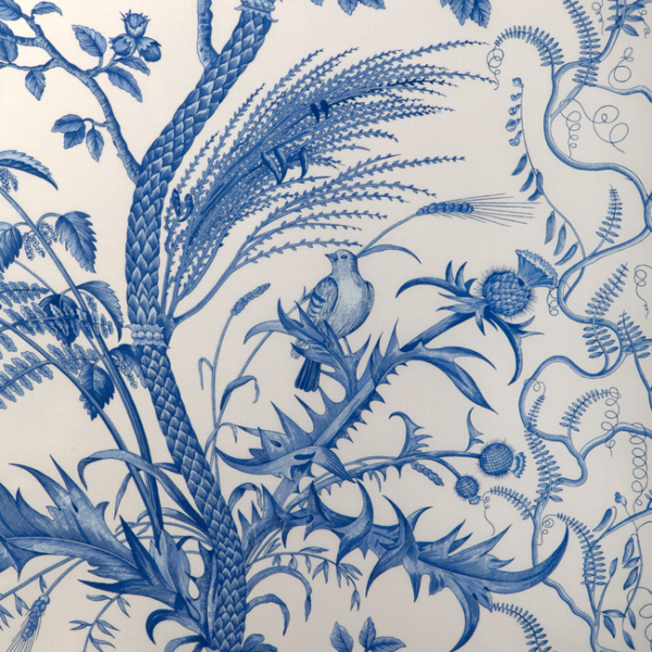 BRUNSCHWIG & FILS BIRD AND THISTLE COTTON PRINT - BLUE BR-79431.222.0