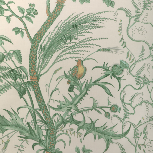 BRUNSCHWIG & FILS BIRD AND THISTLE COTTON PRINT - GREEN BR-79431.435.0