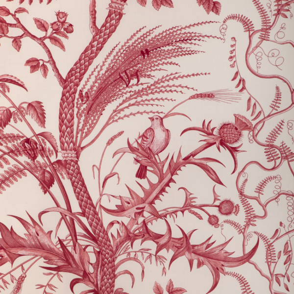 BRUNSCHWIG & FILS BIRD AND THISTLE COTTON PRINT - RED BR-79431.166.0