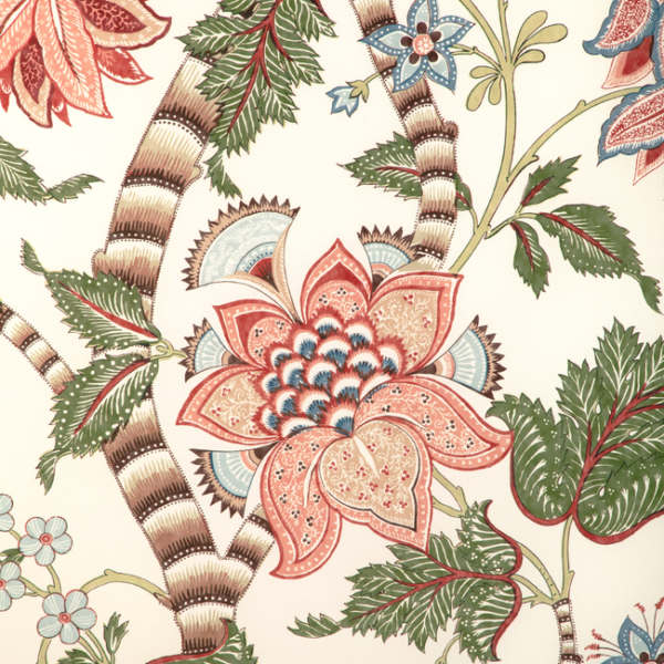 BRUNSCHWIG & FILS CADENET CADENET PRINT - APRICOT/SAGE upholstery fabric swatch for sample-first furniture planning