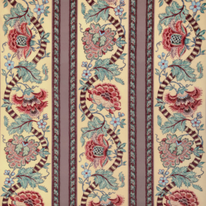 Cadenet Lauris Print - Beige/teal upholstery fabric swatch