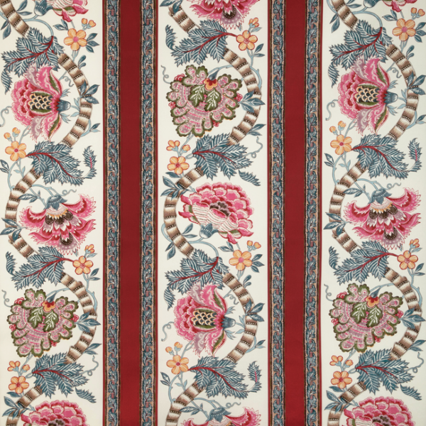 BRUNSCHWIG & FILS CADENET LAURIS PRINT - RED/BLUE upholstery fabric swatch for sample-first furniture planning