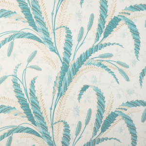 Cadenet Vernay Print - Aqua upholstery fabric swatch