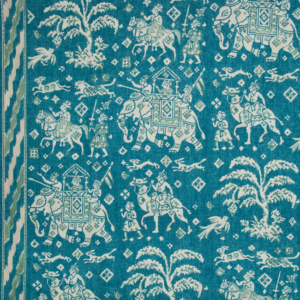 Cape Comorin Aralam Print - Teal/green upholstery fabric swatch