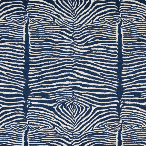 BRUNSCHWIG & FILS CAPE COMORIN LE ZEBRE EMB - NAVY upholstery fabric swatch for sample-first furniture planning