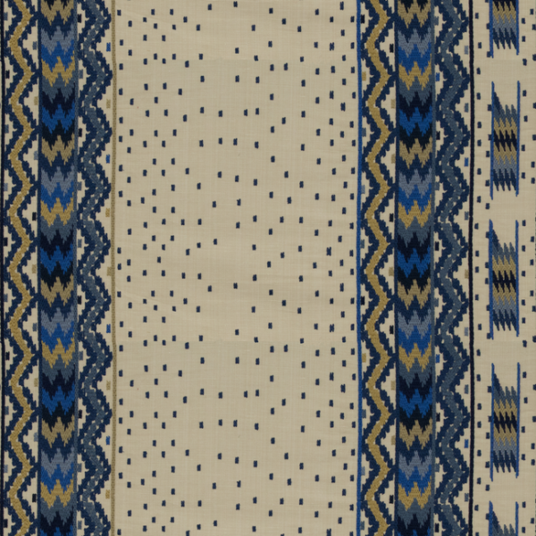 BRUNSCHWIG & FILS CAPE COMORIN TALAKONA STRIPE - BLUE/GOLD upholstery fabric swatch for sample-first furniture planning