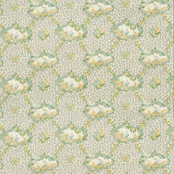 BRUNSCHWIG & FILS CEVENNES CHINESE LEOPARD TOILE - MIST upholstery fabric swatch for sample-first furniture planning