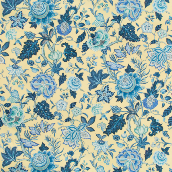 BRUNSCHWIG & FILS CEVENNES NIZAM COTTON PRINT - CANARY upholstery fabric swatch for sample-first furniture planning