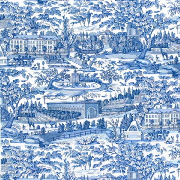 BRUNSCHWIG & FILS CHARLOTTE MOSS ZARAFA COTTON PRINT - BLUE upholstery fabric swatch for sample-first furniture planning