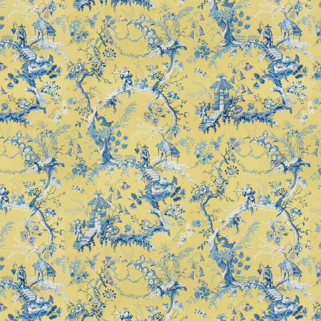 BRUNSCHWIG & FILS CHINESE LANDSCAPE COTTON PRINT - MIMOSA BR-79397.313.0 - Discontinued
