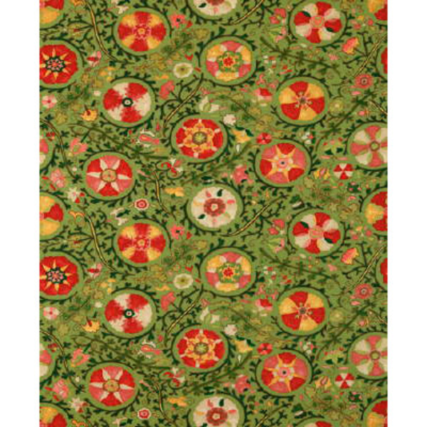 BRUNSCHWIG & FILS DZHAMBUL COTTON AND LINEN PRINT - GREEN AND CORAL BR-71099.435.0 - Discontinued