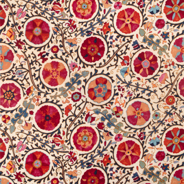 BRUNSCHWIG & FILS DZHAMBUL COTTON AND LINEN PRINT - RASPBERRY ORANGE BR-71099.06.0