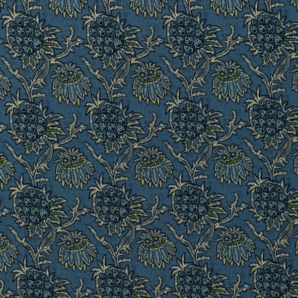 BRUNSCHWIG & FILS EN VACANCES II BRASSAC PRINT - INDIGO upholstery fabric swatch for sample-first furniture planning