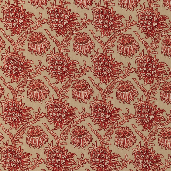BRUNSCHWIG & FILS EN VACANCES II BRASSAC PRINT - RED upholstery fabric swatch for sample-first furniture planning