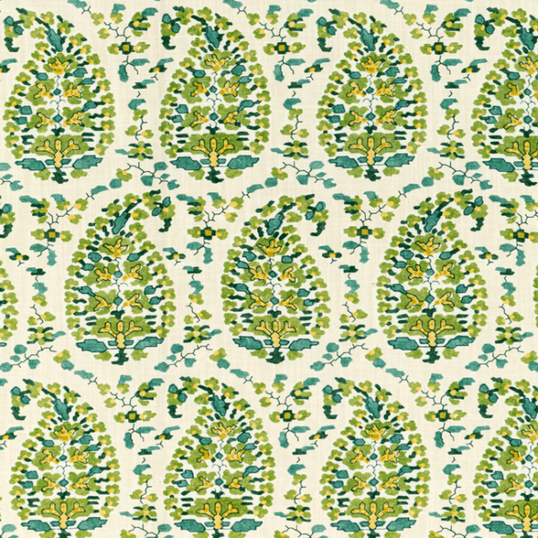 BRUNSCHWIG & FILS EN VACANCES II ROUGIER PRINT - GREEN upholstery fabric swatch for sample-first furniture planning