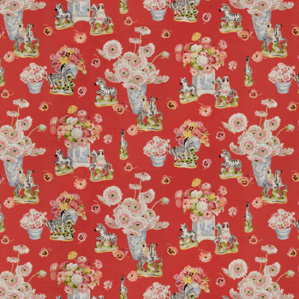 BRUNSCHWIG & FILS GILLIAN S ZEBRAS LINEN & COTTON PRINT - FLAME BR-79653.154.0