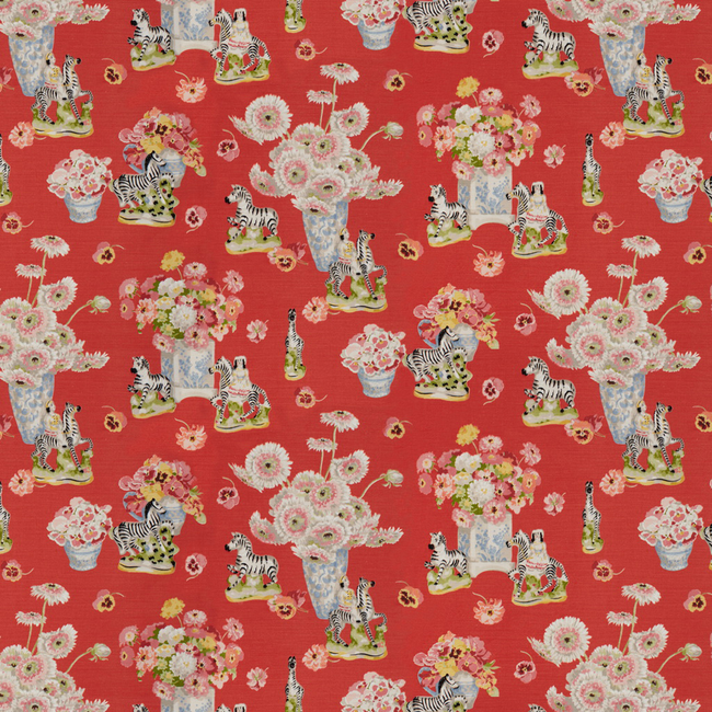 BRUNSCHWIG & FILS GILLIAN S ZEBRAS LINEN & COTTON PRINT - FLAME BR-79653.154.0