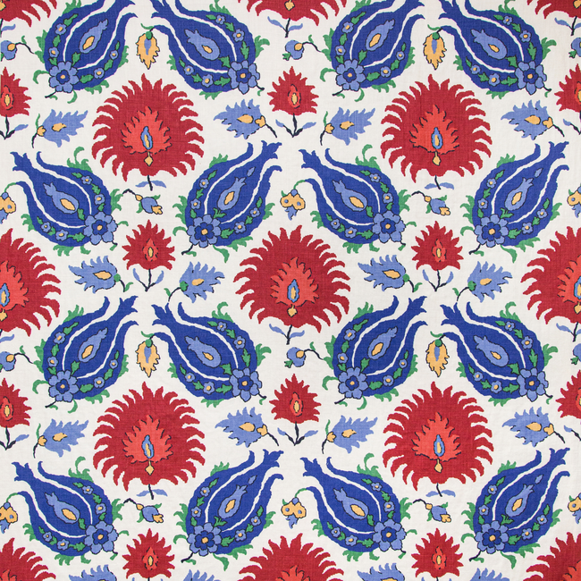 BRUNSCHWIG & FILS GRAND BAZAAR KASHMIRI LINEN PRINT - BLUE/RED BR-700020.5193.0