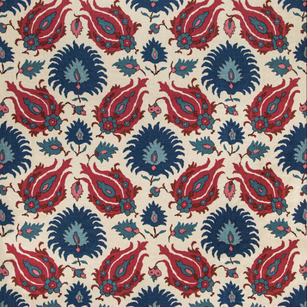 BRUNSCHWIG & FILS GRAND BAZAAR KASHMIRI LINEN PRINT - NAVY/BERRY BR-700020.5019.0