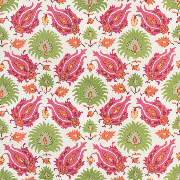 BRUNSCHWIG & FILS GRAND BAZAAR KASHMIRI LINEN PRINT - PINK/GREEN BR-700020.7312.0