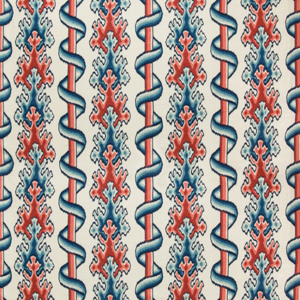 BRUNSCHWIG & FILS GRAND BAZAAR MONTGUYON PRINT - BLUE/RED upholstery fabric swatch for sample-first furniture planning