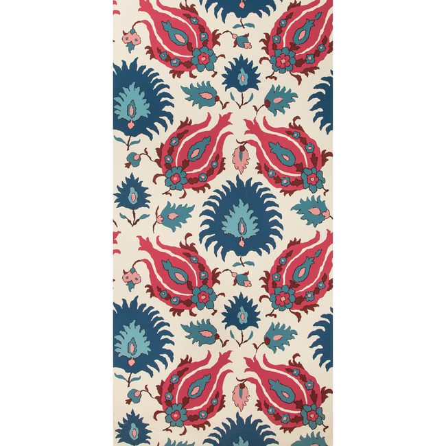 BRUNSCHWIG & FILS GRAND BAZAAR WALLPAPERS KASHMIRI - NAVY/BERRY P8020102.5019.0