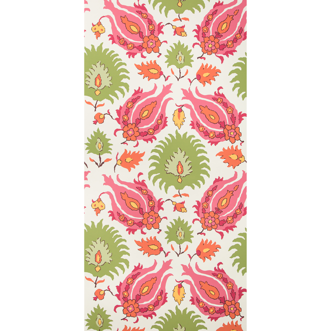 BRUNSCHWIG & FILS GRAND BAZAAR WALLPAPERS KASHMIRI - PINK/GREEN P8020102.7312.0
