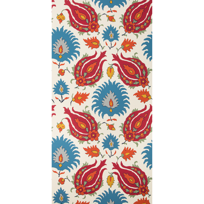 BRUNSCHWIG & FILS GRAND BAZAAR WALLPAPERS KASHMIRI - POMEGRANATE/BLUE P8020102.176.0