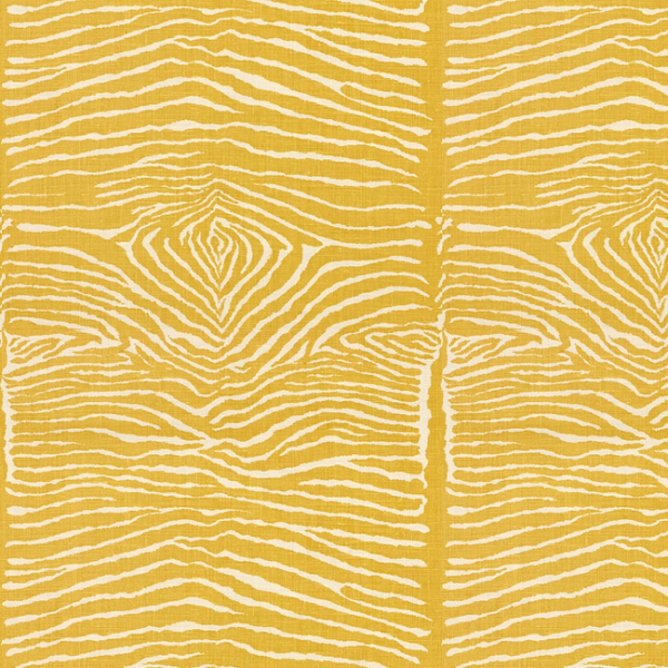 BRUNSCHWIG & FILS HOMMAGE LE ZEBRE - SAFFRON upholstery fabric swatch for sample-first furniture planning