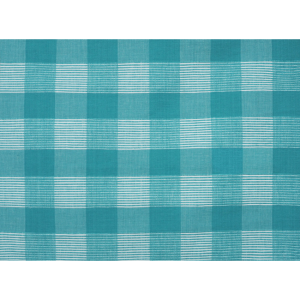 BRUNSCHWIG & FILS JAGTAR FESTIVAL SIAM SQ COTTON - AQUA PURA upholstery fabric swatch for sample-first furniture planning