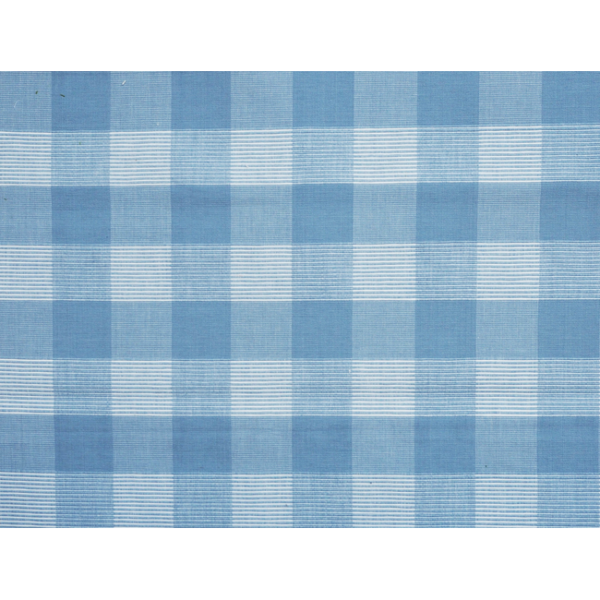 BRUNSCHWIG & FILS JAGTAR FESTIVAL SIAM SQ COTTON - DUSTY BLUE upholstery fabric swatch for sample-first furniture planning