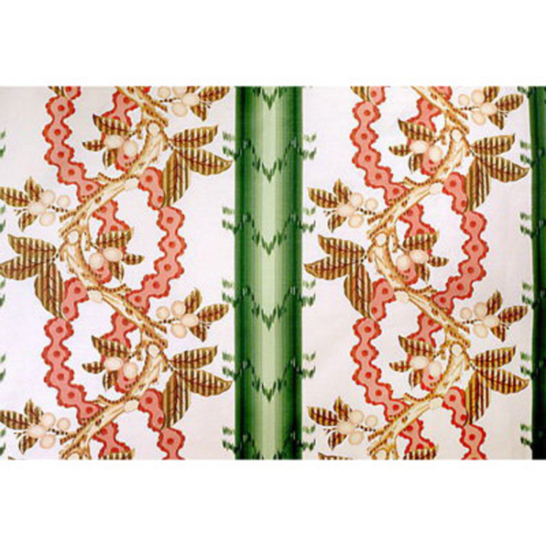 BRUNSCHWIG & FILS JOSSELIN COTTON AND LINEN PRINT - CYPRESS AND CORAL BR-79510.449.0